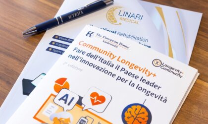 Brochure Linari Medical affiancata alla brochure di Community Longevity+ prima edizione 2026 di di TEHA Group