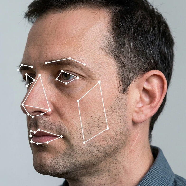 Rilevamento dei punti del viso con Physical AI per ricavare l'orientamento del capo e la direzione dello sguardo