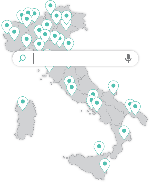 Cartina d'Italia con ricerca di Centri e Specialisti