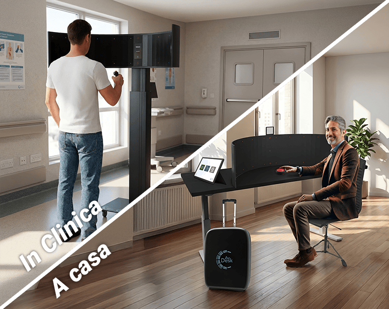 AvDesk usato in clinica con la colonna Lift e a domicilio con la versione Travel