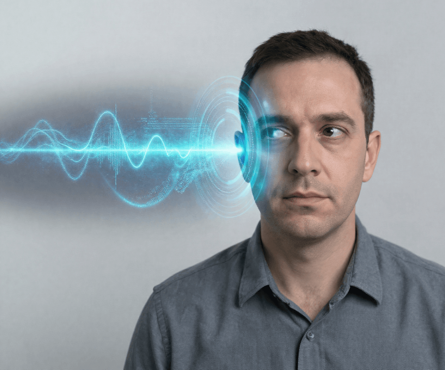 Paziente che sposta lo sguardo a sinistra per cercare lo stimolo luminoso e sonoro sul pannello AvDesk
